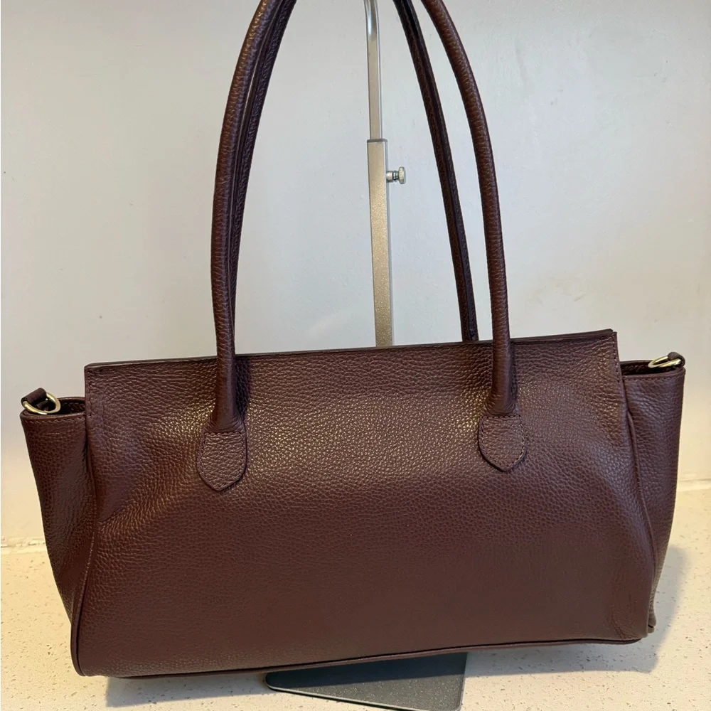 Elegant Burgundy Genuine Leather Made in Italy
